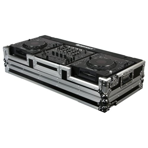 Universal 12 inch format dj mixer and two large format media players coffin case